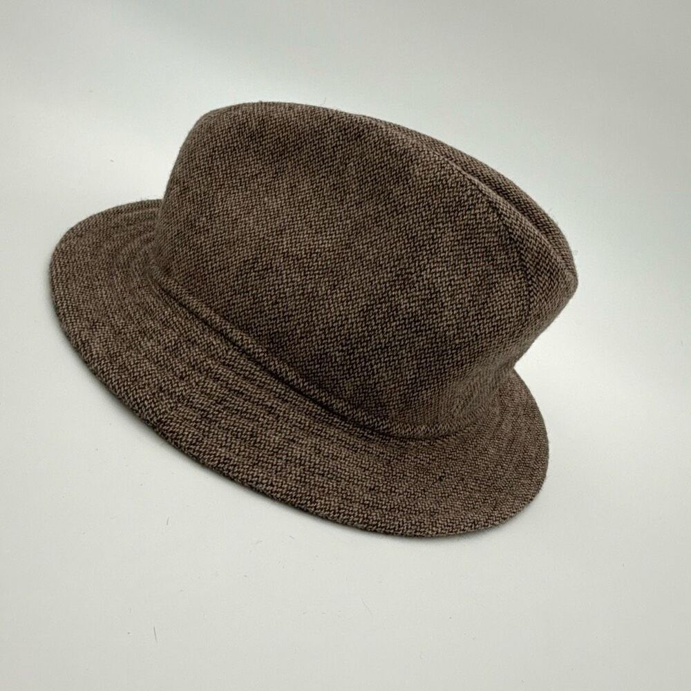 Vintage Betmar New York Wool Cloche Hat Brown‎ Tweed 1960s 22¼”